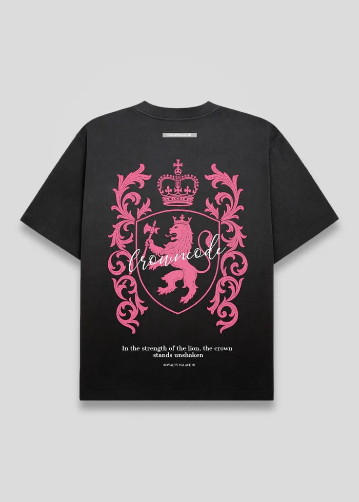 Crowncode camiseta heraldic lion - negro degrade
