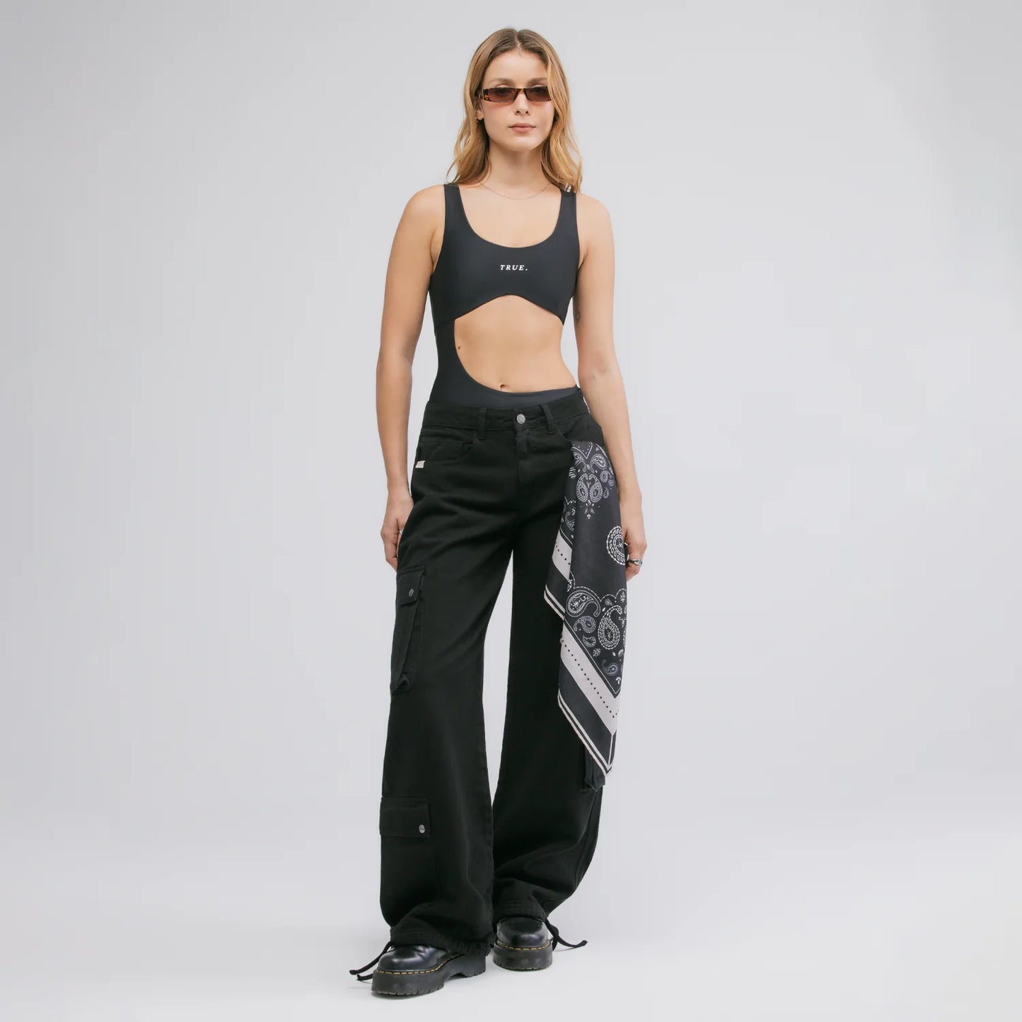 True Bold-Cut Asymmetric Bodysuit - Black