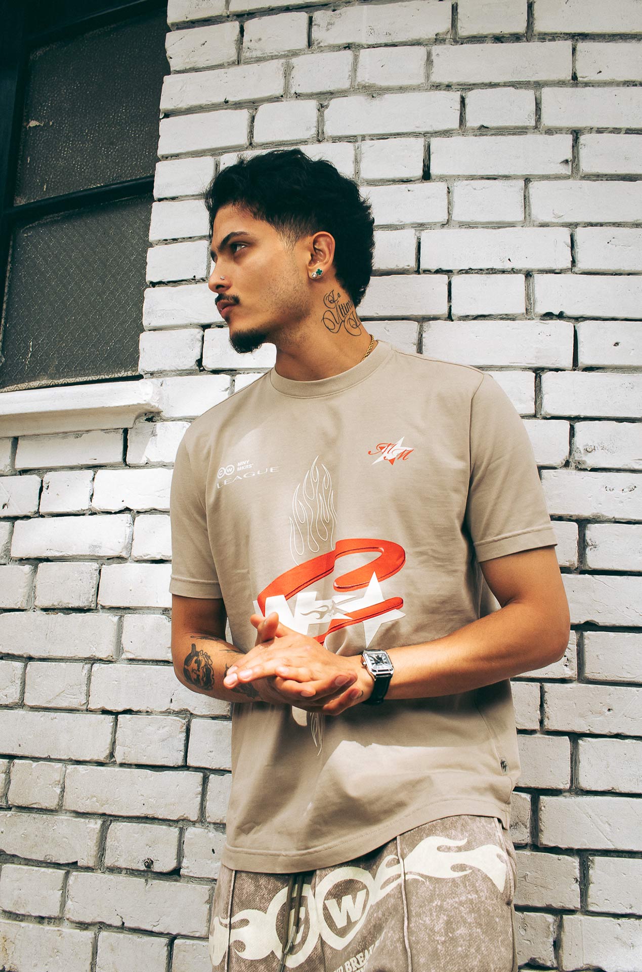 Money makers camiseta regular flame beige