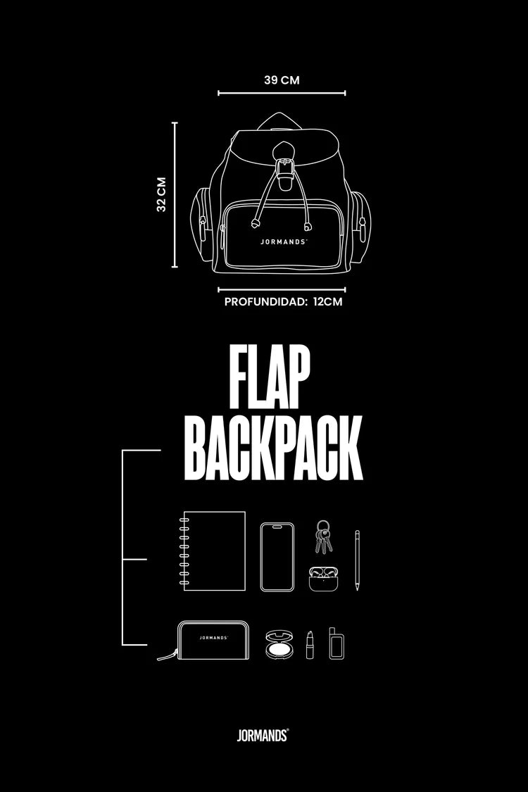 JORMANDS BLACK FLAP BACKPACK