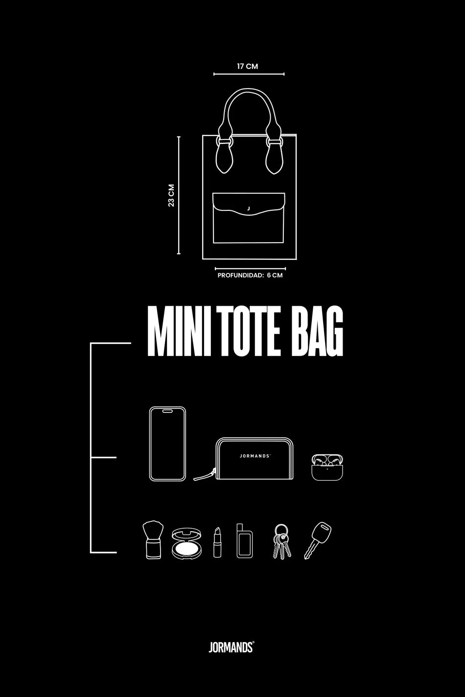 JORMANDS BLACK MINI TOTE BAG
