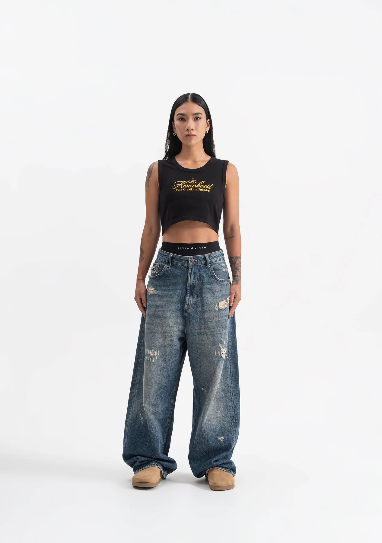 Pure knockout black crop top PUR19486