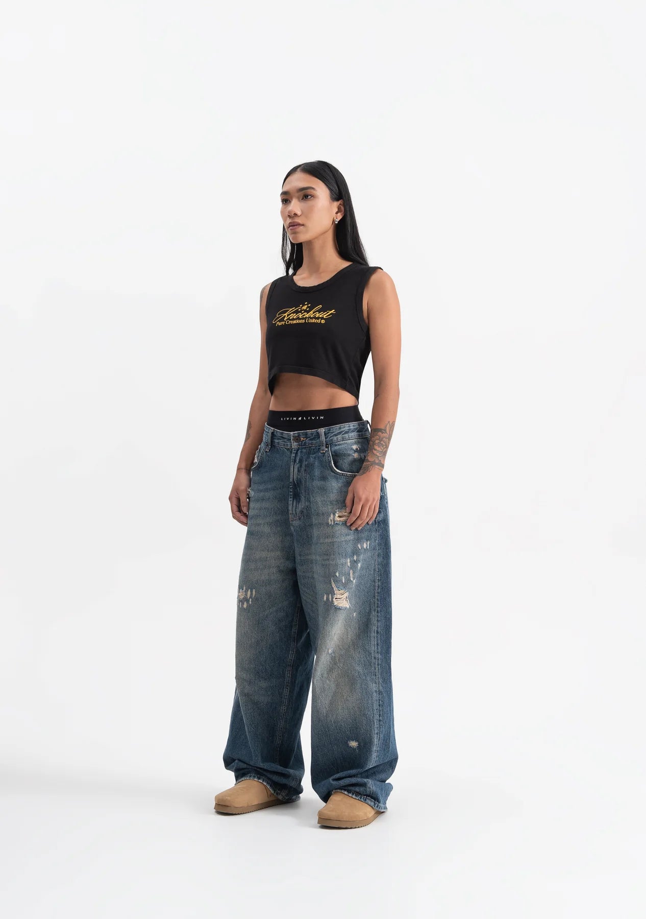 Pure knockout black crop top PUR19486