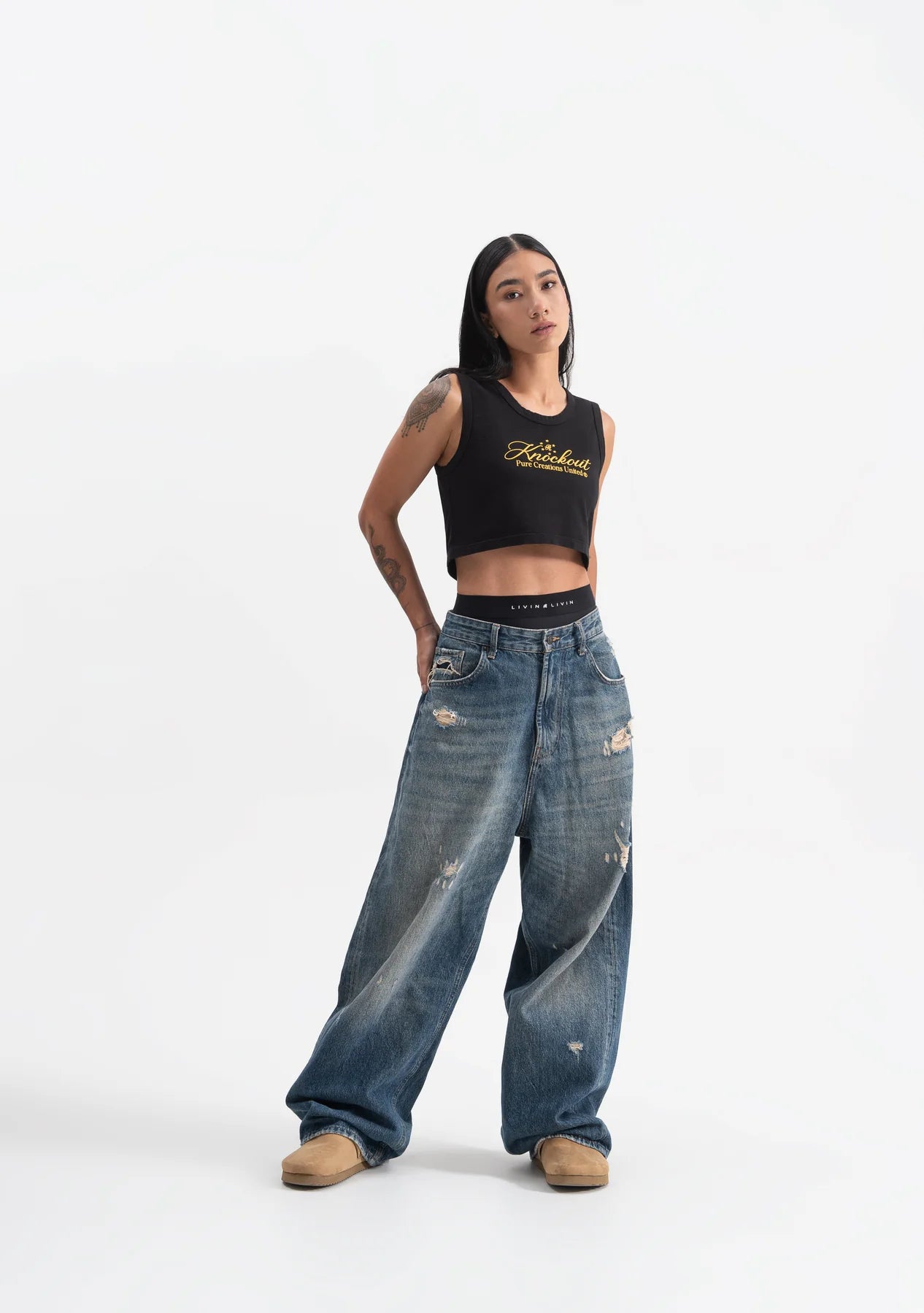 Pure knockout black crop top PUR19486