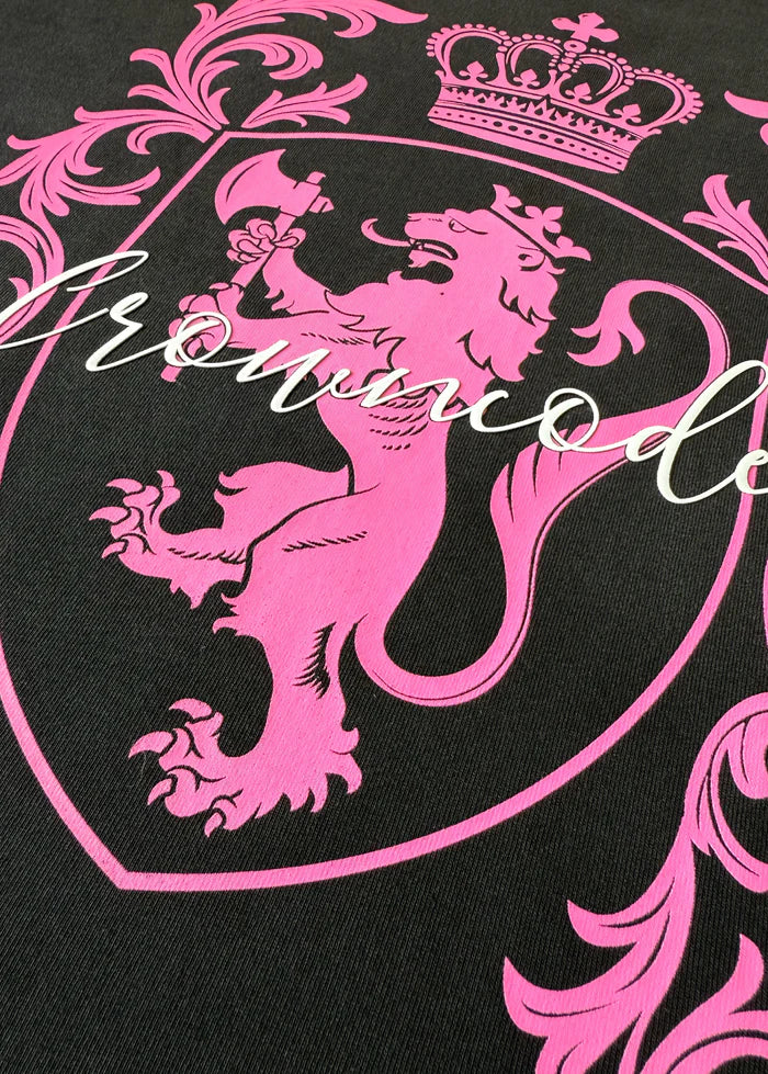 Crowncode camiseta heraldic lion - negro degrade