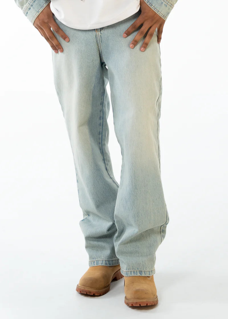 Crowncode jean wide fit - azul oceano desgastado