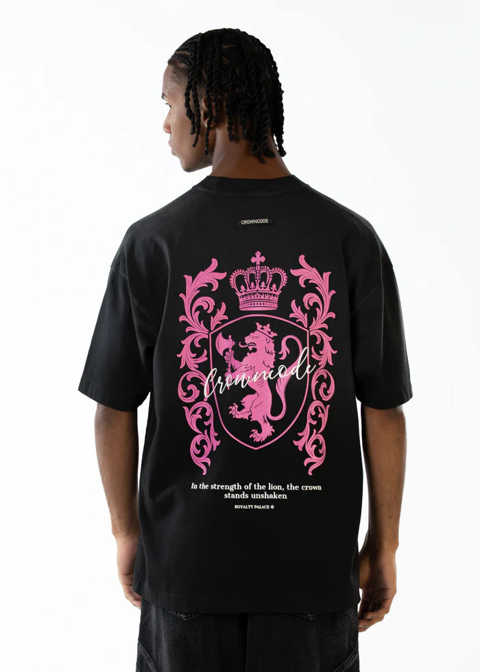 Crowncode camiseta heraldic lion - negro degrade