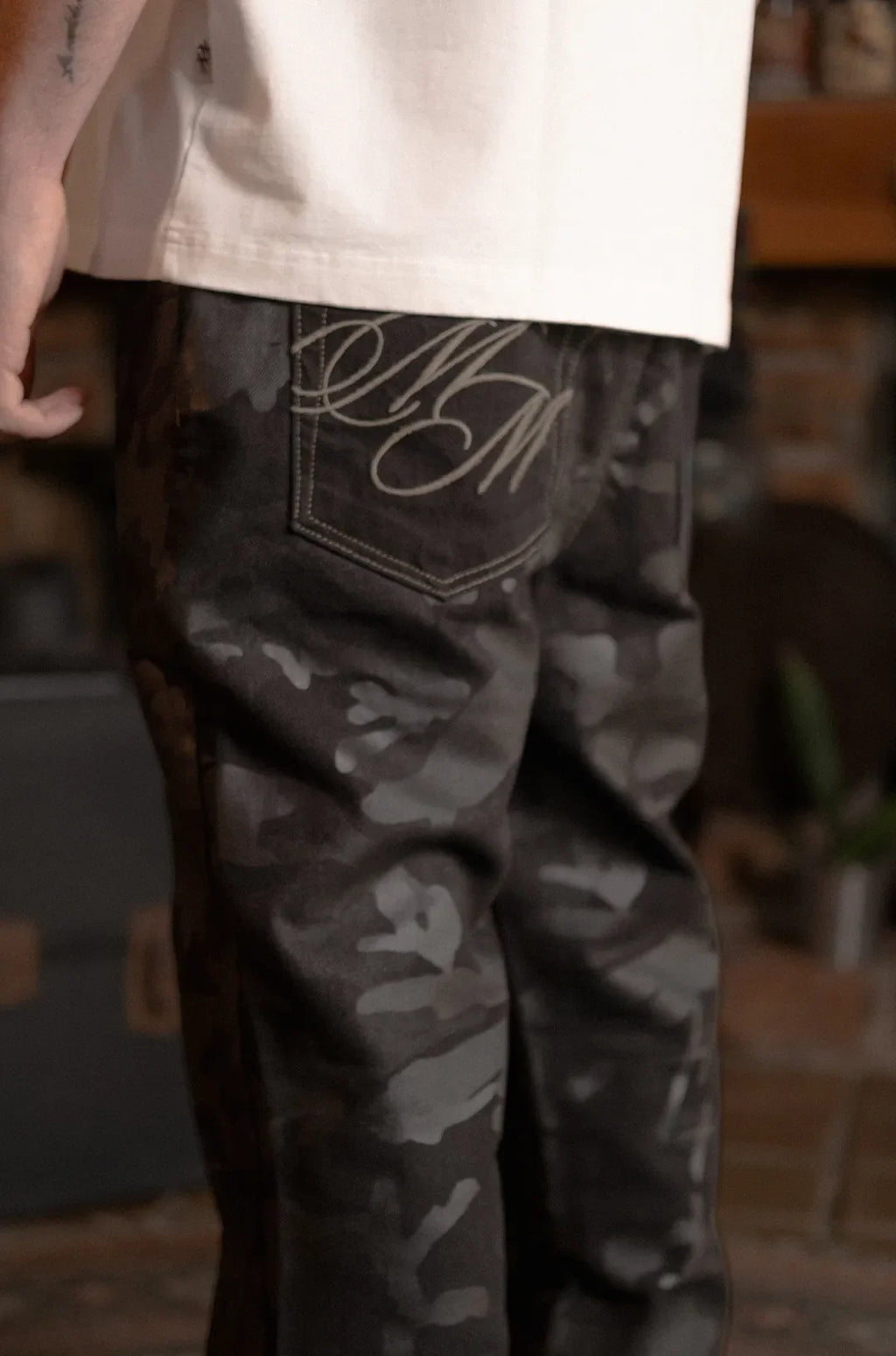 Culturewise Classic Flare Jean Negro Camo CWQ9-FLAREO