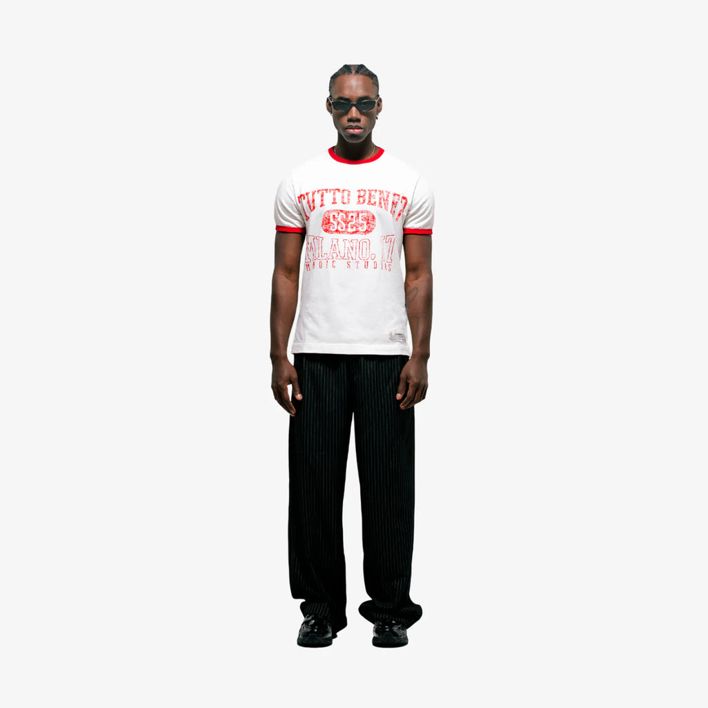 Monoic Camiseta Tutto Benne Ringer Fit - Blanco Hueso