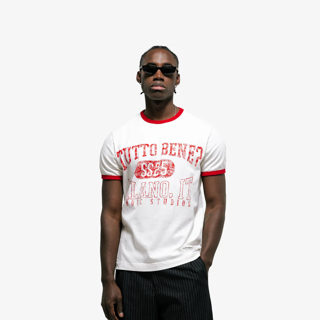 Monoic Camiseta Tutto Benne Ringer Fit - Blanco Hueso