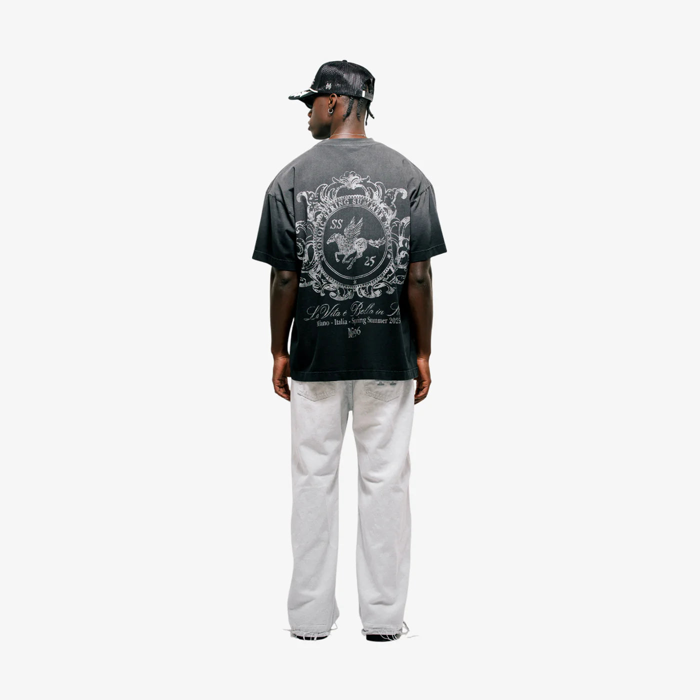 Monoic Camiseta Oversized Cavallo - Negro Desgastado