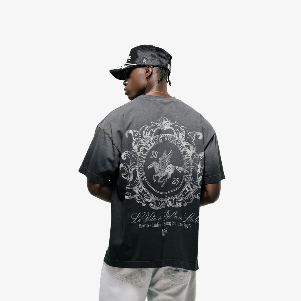 Monoic Camiseta Oversized Cavallo - Negro Desgastado