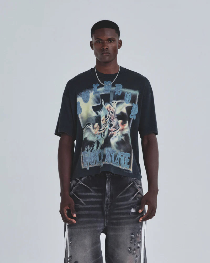 Undergold Holy State Divinity Boxy Fit Tshirt Vintage Black