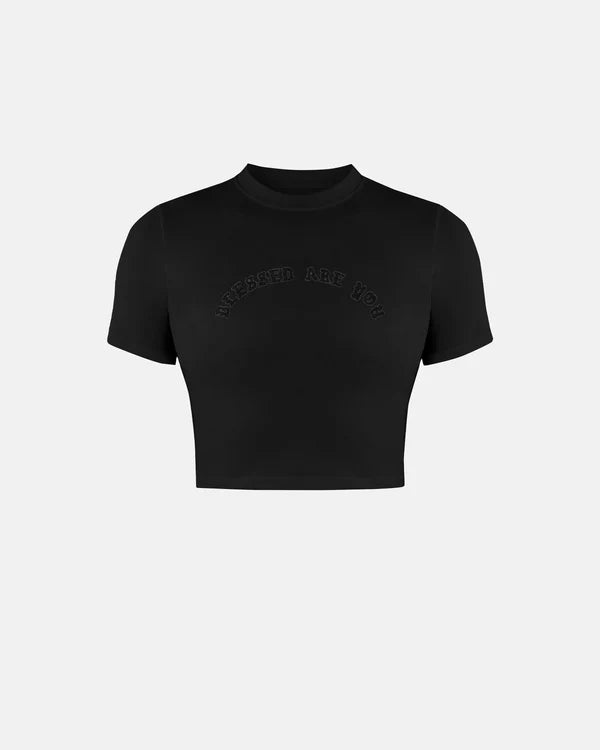 Undergold Capsule Blessed Are You Baby Tee Black