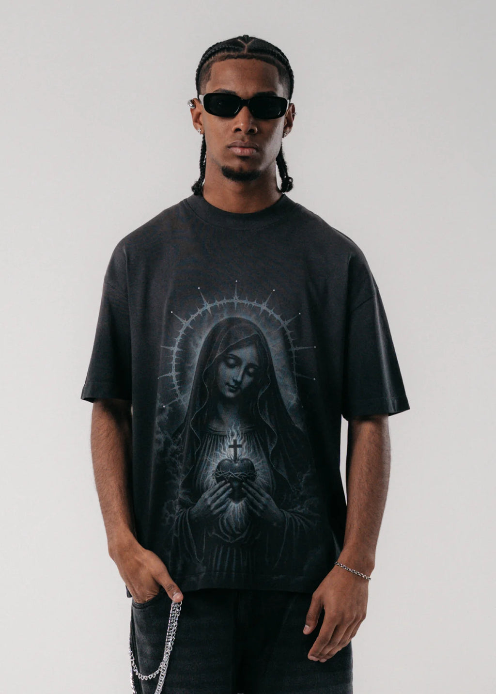 Crowncode camiseta sacred virgin - negro degrade