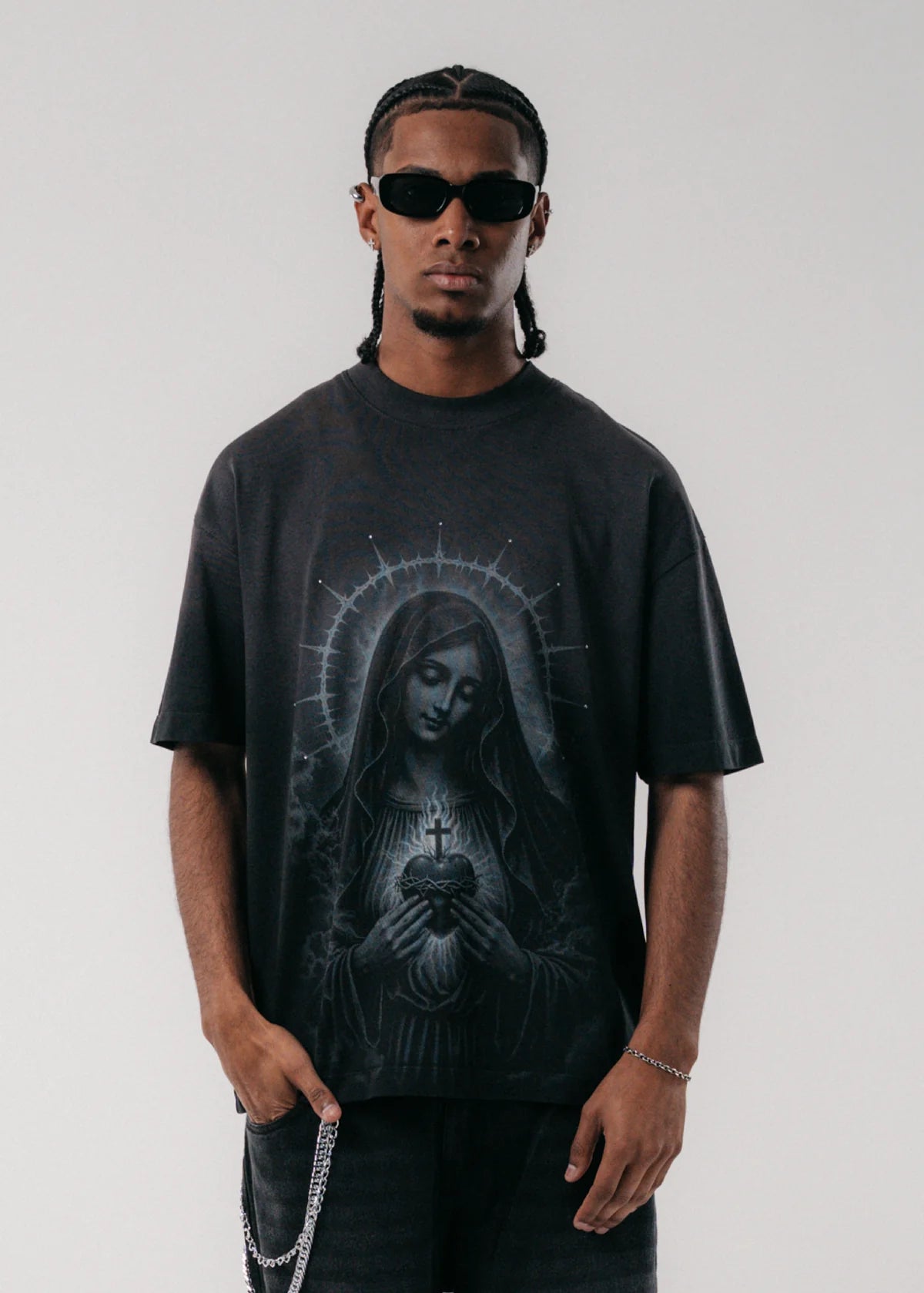 Crowncode camiseta sacred virgin - negro degrade