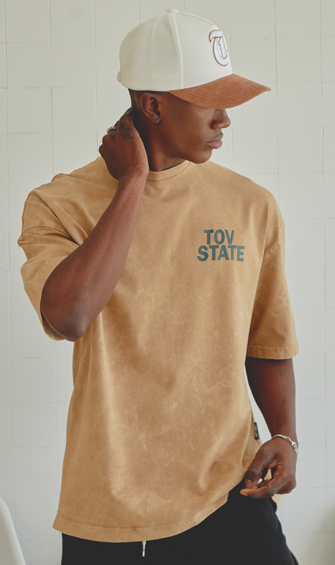 Camiseta Tov oversized acid wash beige tov state t-shirt