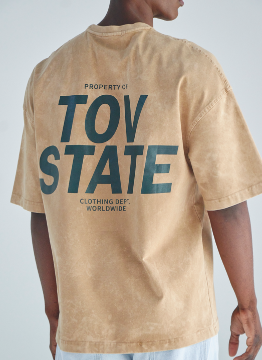 Camiseta Tov oversized acid wash beige tov state t-shirt