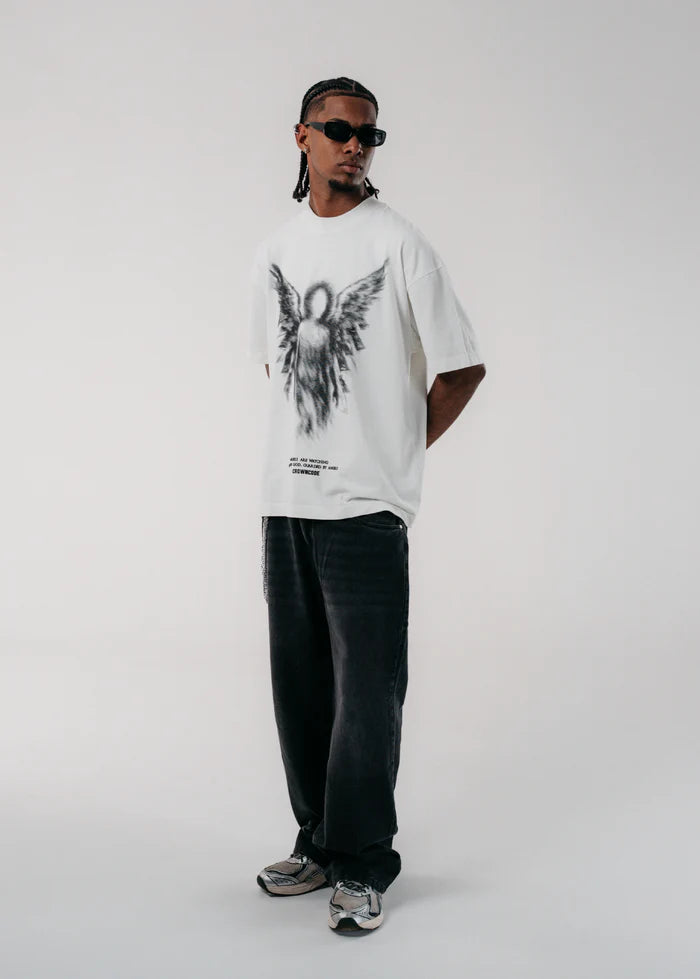 Crowncode camiseta faded angel - off white