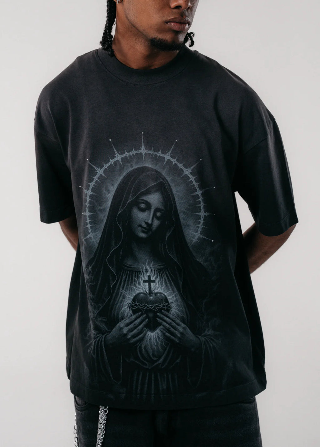 Crowncode camiseta sacred virgin - negro degrade