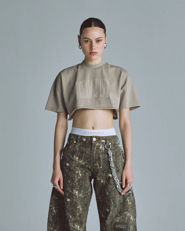 Undergold echoes dream chaser crop top light brown
