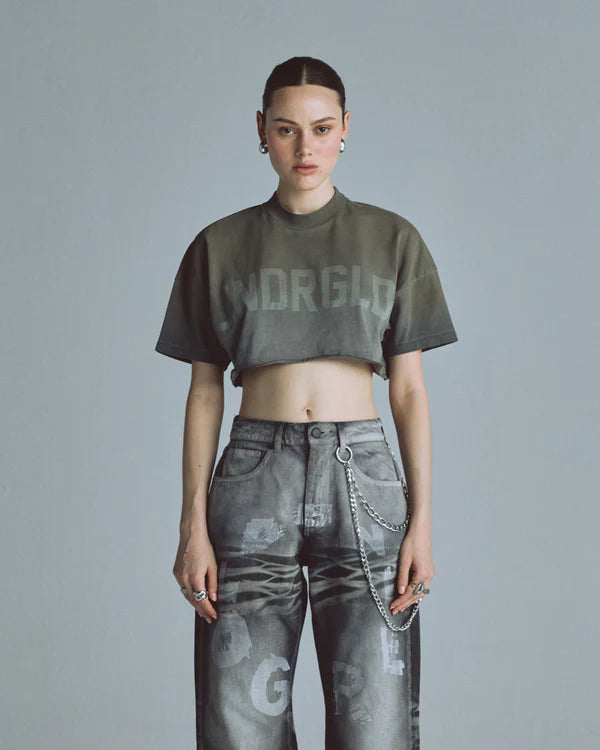 Undergold echoes undrgld crop top faded olive