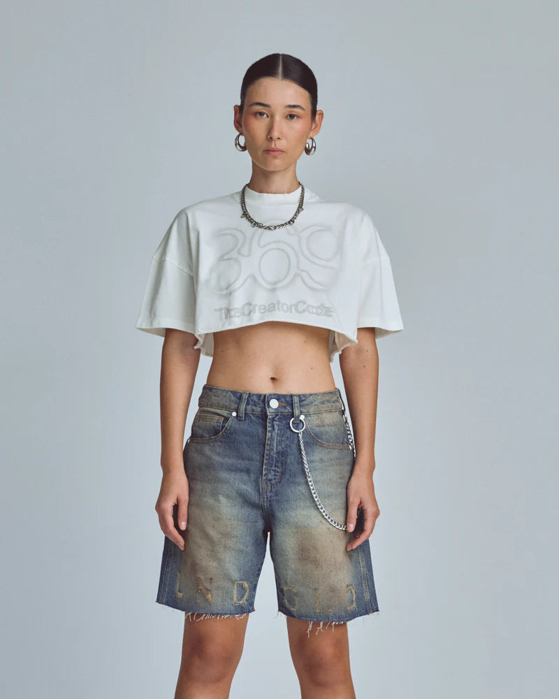 Undergold Stardust Code Crop Top White