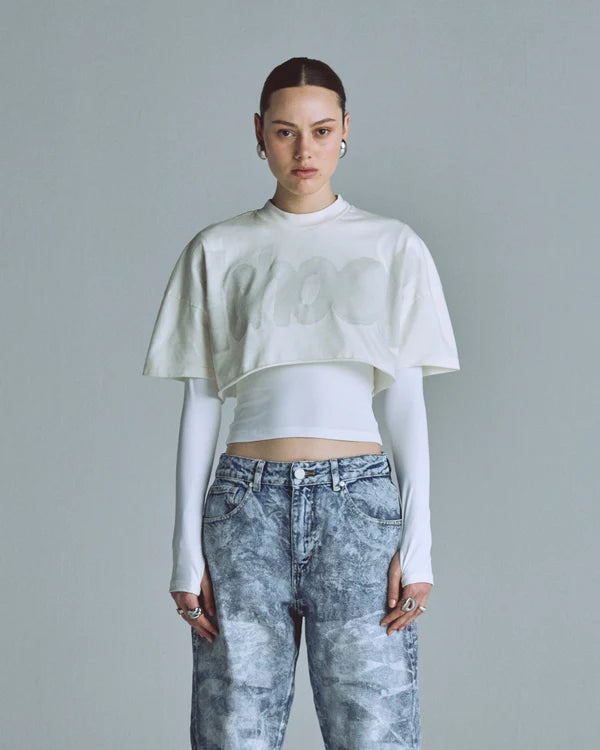 Undergold echoes echo crop top white