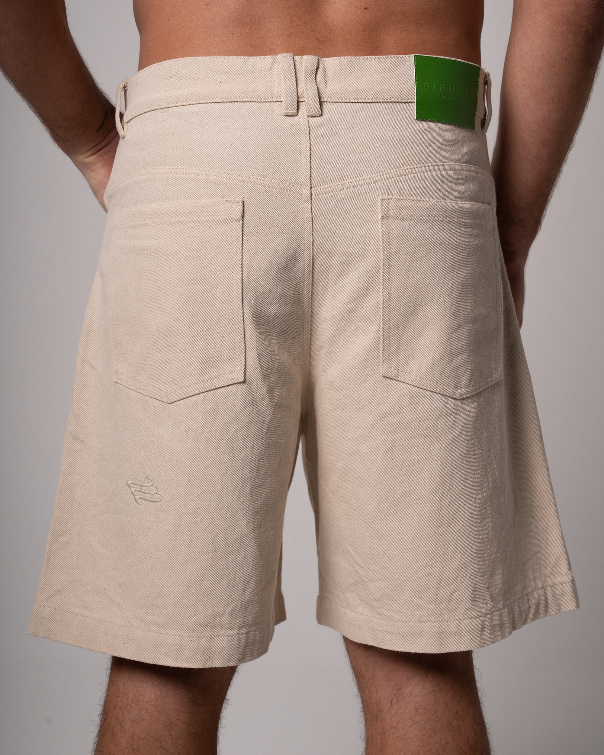 Birmano native cream denim short