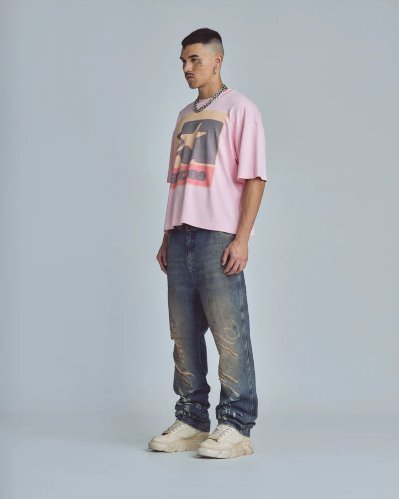 Undergold Stardust Symbol Boxy Fit Tshirt Pink