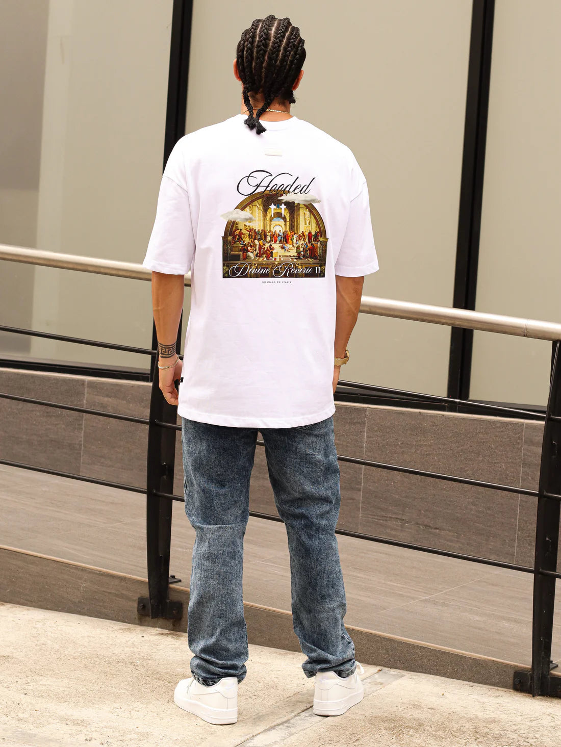 Hooded Reverie School Oversized White T-Shirt HCA155