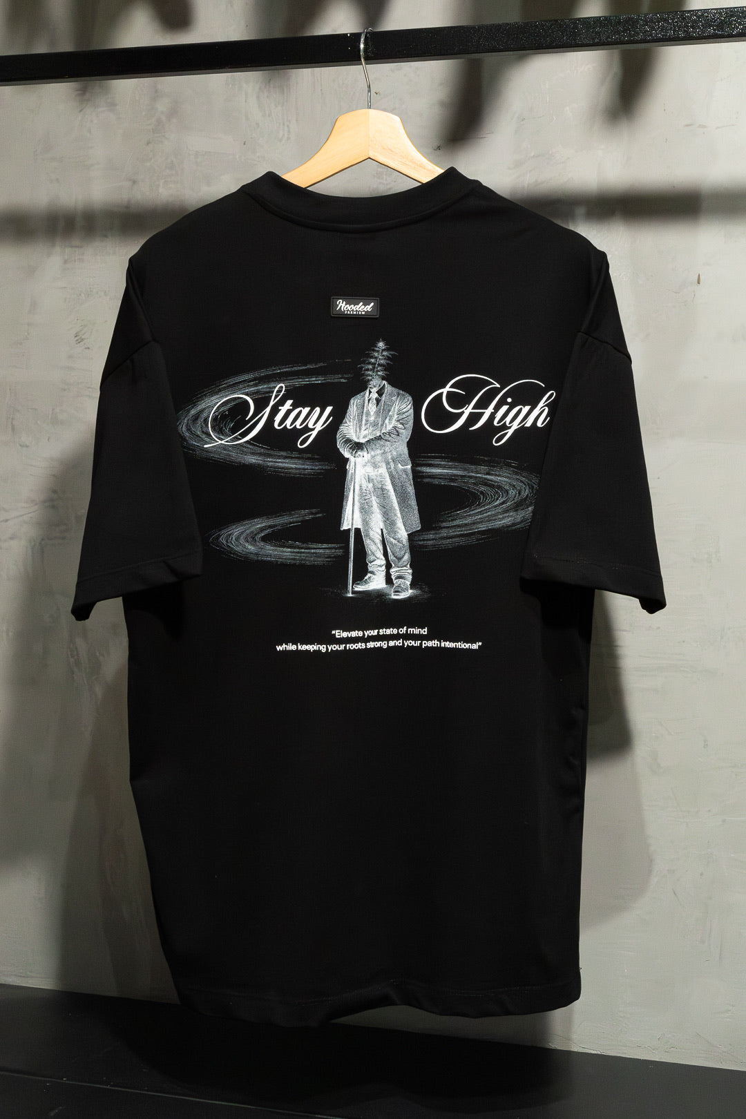 Hooded Stay High Black T-Shirt