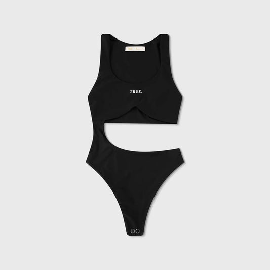 True Bold-Cut Asymmetric Bodysuit - Black