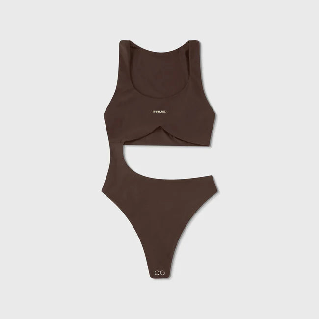 True Bold-Cut Asymmetric Bodysuit - Brown