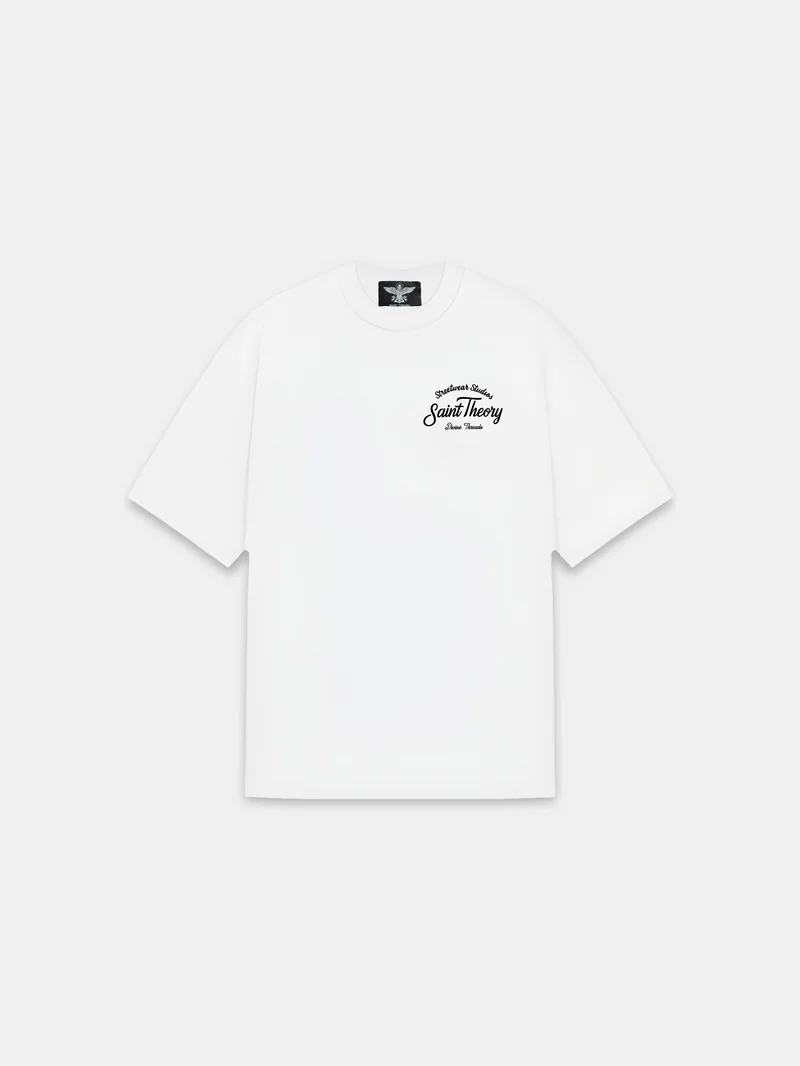 Saint theory camiseta streetwear studios blanco negro