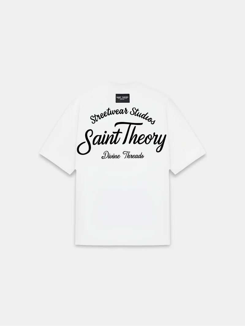 Saint theory camiseta streetwear studios blanco negro