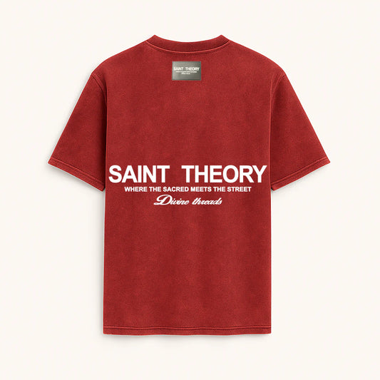 Saint Theory camiseta roja desvanecido gris
