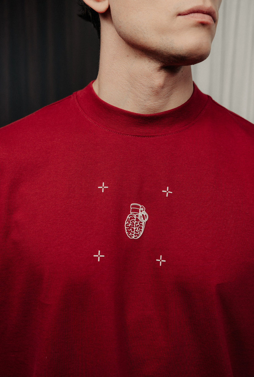 Blow up Loose fit t-shirt red wine in cotton CLF6-3003