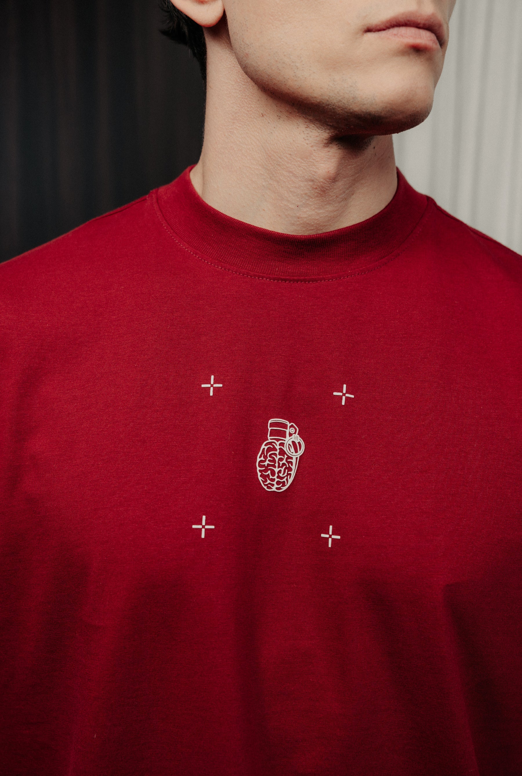 Blow up Loose fit t-shirt red wine in cotton CLF6-3003