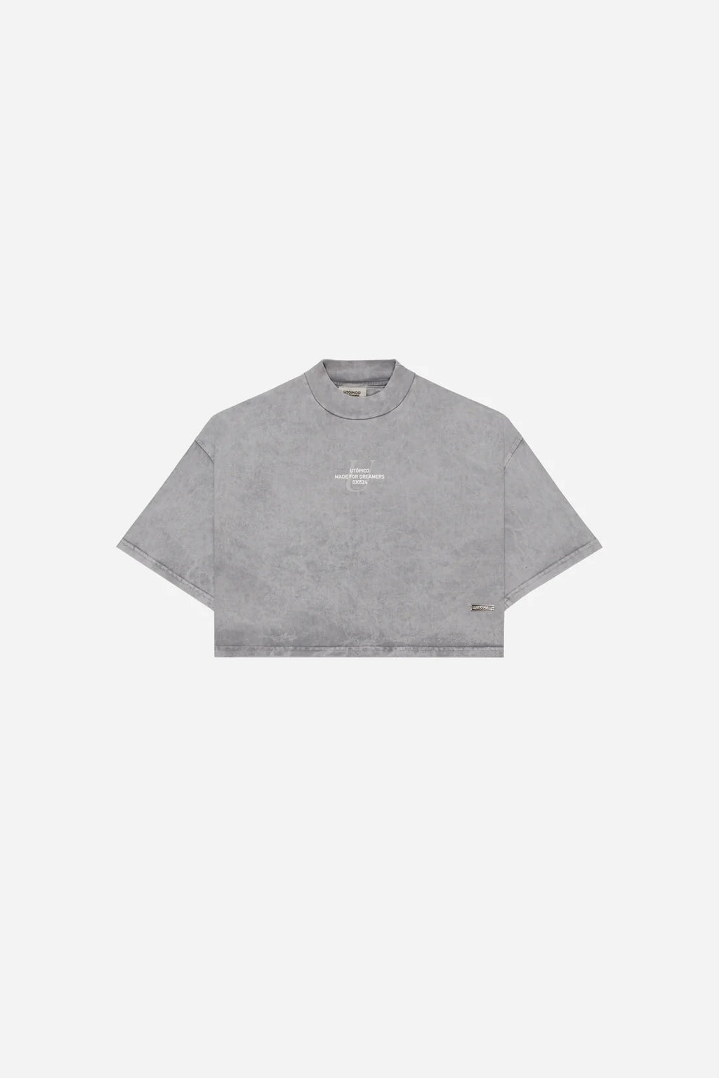 Utópico Camiseta Cropped - Gris