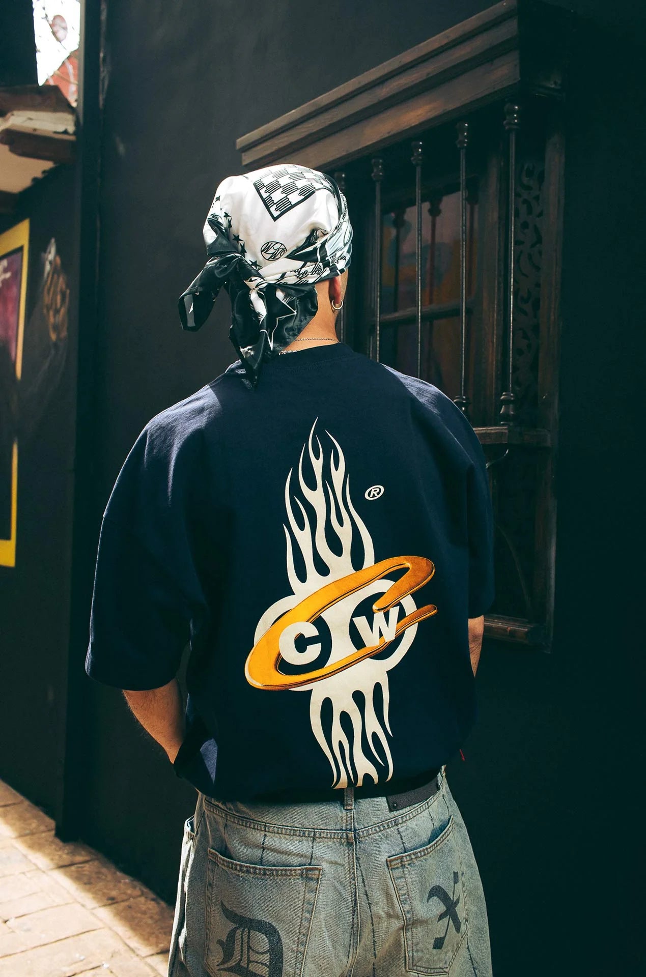 Money makers camiseta oversize flame azul