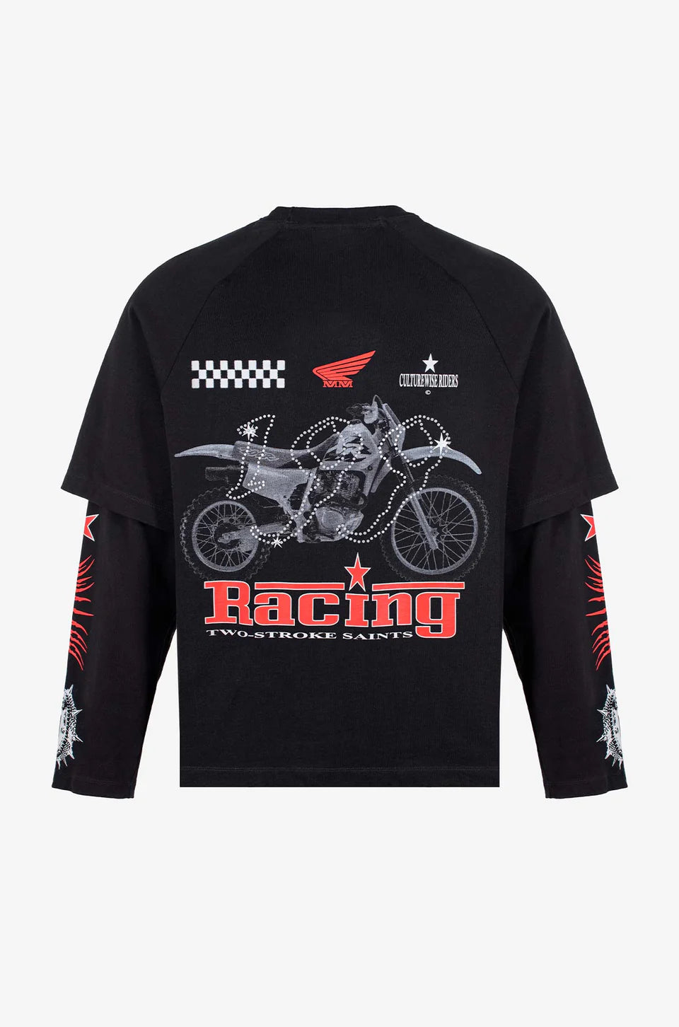 Culturewise camiseta oversize manga larga racing negro CWQ3OVERSLV