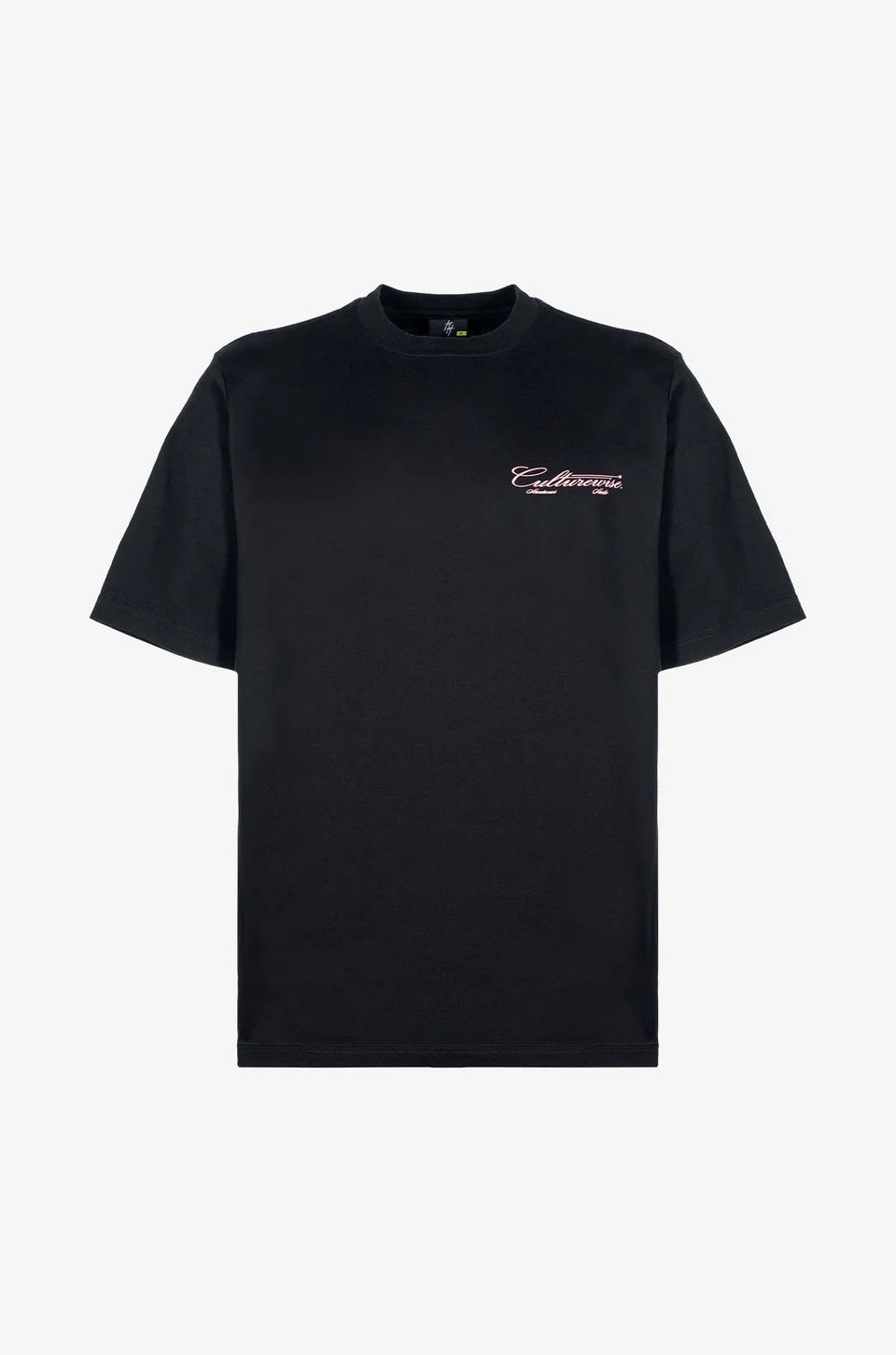 Culturewise Camiseta negra Crursive logo Classic Rosa CWTR-BASIC1R