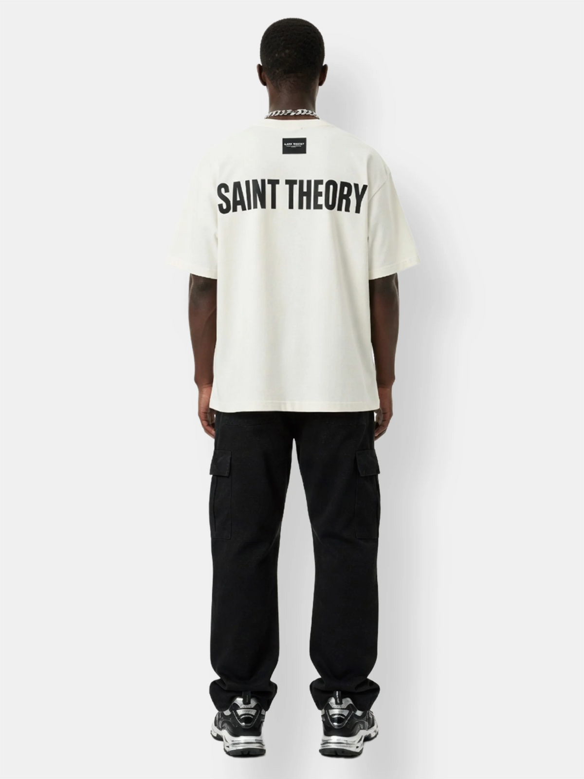 Saint Theory camiseta hilos divinos blanco negro line new