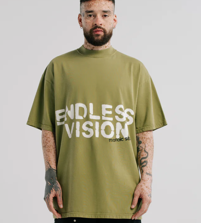 Monoic Endless Vision - Verde Oliva Desgastado T-shirt