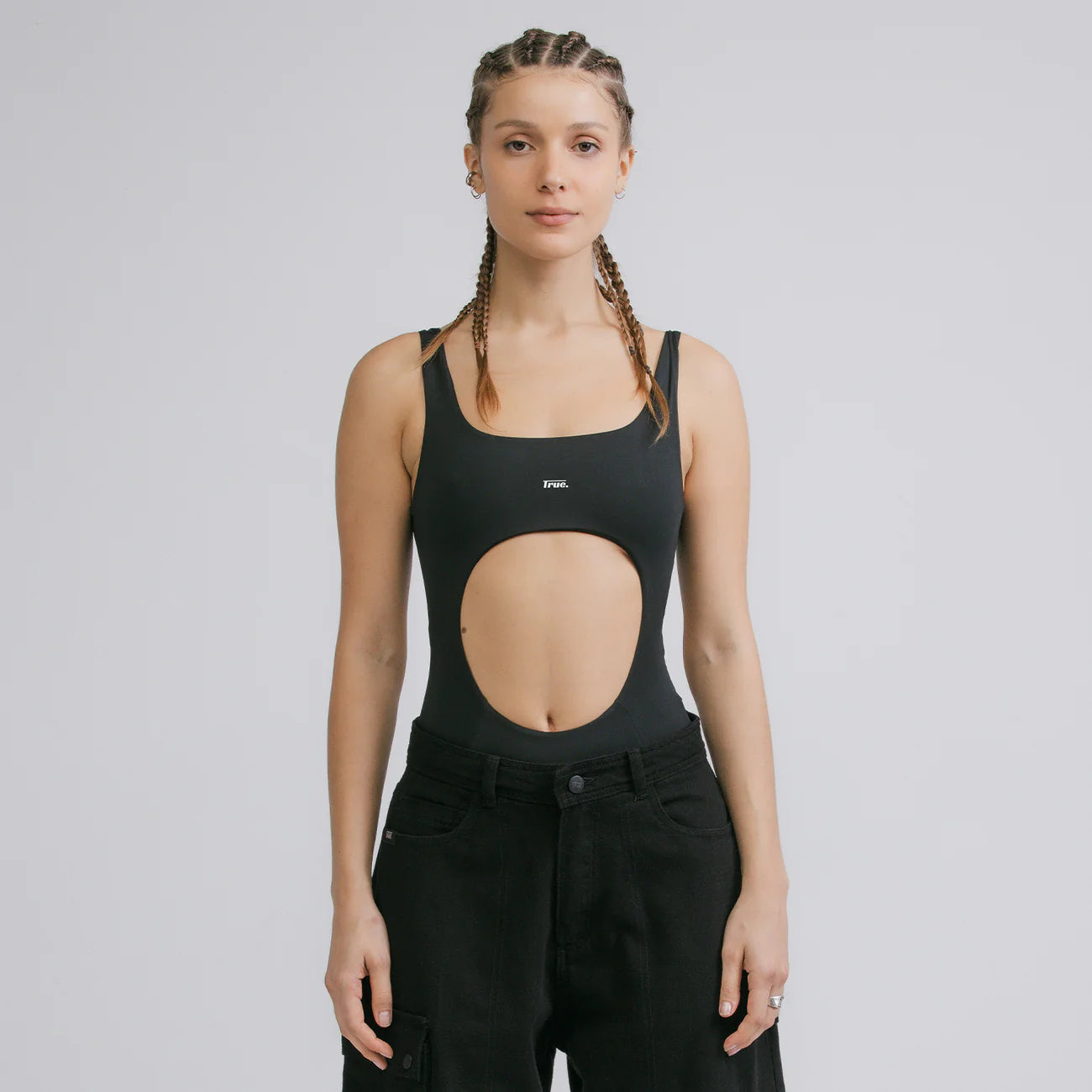 True cut-out bodysuit - black