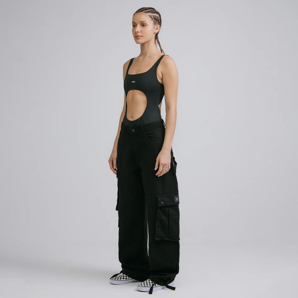 True cut-out bodysuit - black