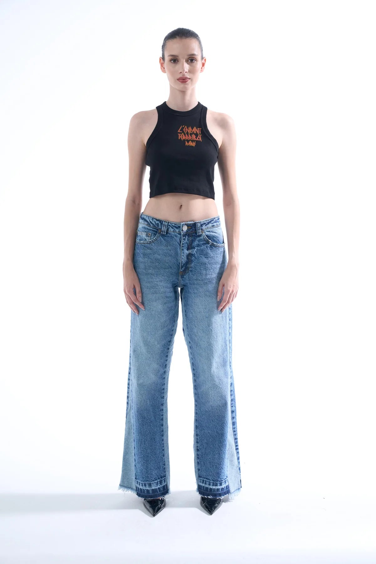 Sinners embroidered flared jeans