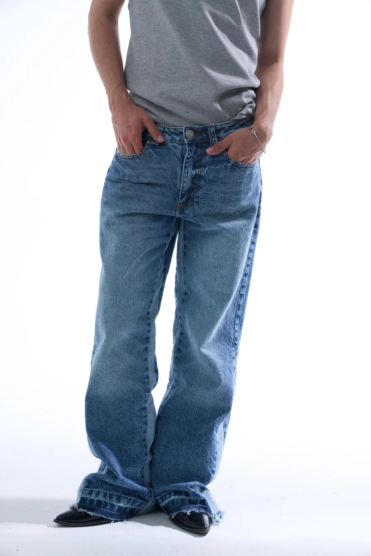 Sinners embroidered flared jeans