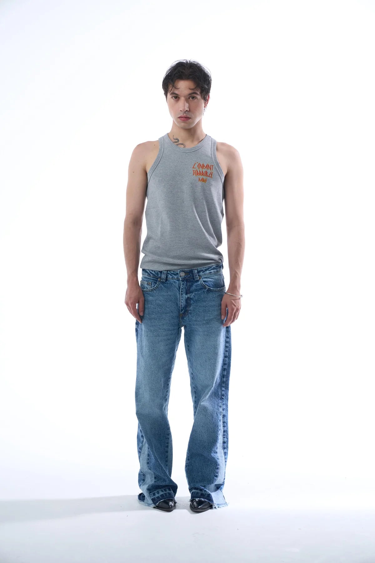 Sinners embroidered flared jeans